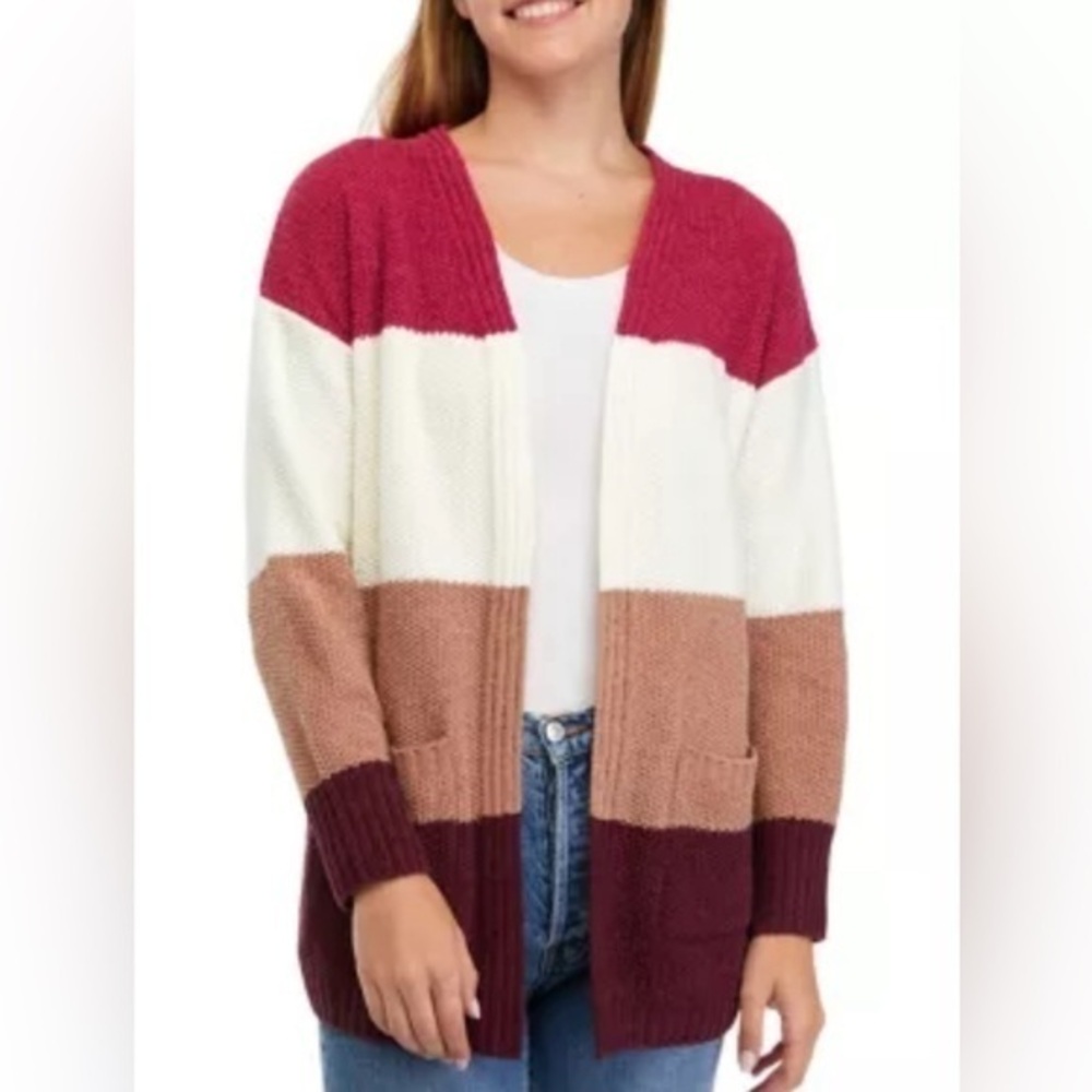 Pink Rose Womens Cardigan Duster Sweater . Over Sized Medium. Pockets